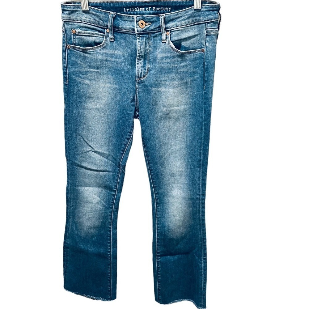 ARTICLES OF SOCIETY london Cropped Flare Oxford Light Medium Wash size 28 #9833